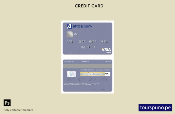 lista para imprimir plantilla de tarjeta de débito visa Grecia Attica Bank